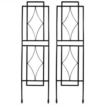 Sunnydaze Contemporary Metal Wire Garden Trellis for Climbing Plants and Flowers - 30" H - Black - 2-Pack
