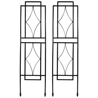 Sunnydaze Contemporary Metal Wire Garden Trellis for Climbing Plants and Flowers - 30" H - Black - 2-Pack