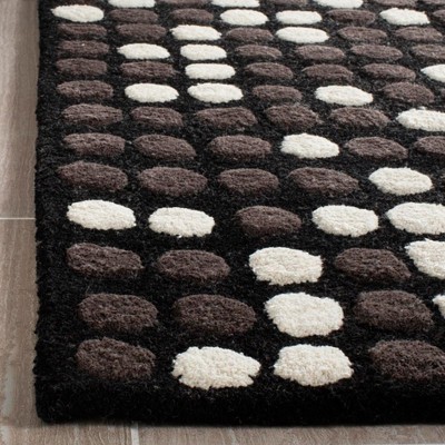 Handmade Black and White Wool Tufted Runner Rug