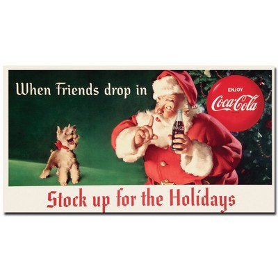 Trademark Fine Art -Coke Santa w/ Dog - Stock up for the Holiday-13 x 24 Inches