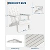 Folding Adirondack Chair, HDPE Outdoor All-Weather Fire Pit Chairs, Modern Lounger Adirondack Chairs Ergonomic Extended Backrest White - 3 of 4
