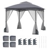 Costway 10 X 10/12 FT Patio Gazebo with Netting Walls 4 Sandbags Zippered Doors Outdoor Gray/Beige - 2 of 4