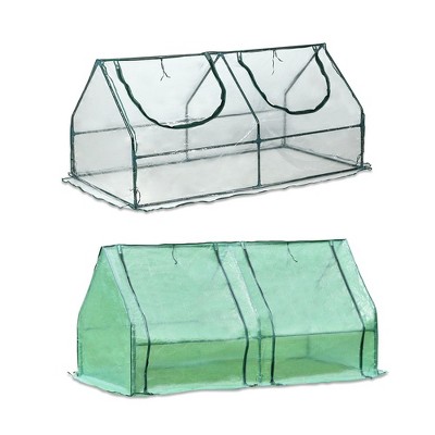 Aoodor 6 x 3 x 3 ft Mini Greenhouse with 2 Zipper Doors, Water-Resistant, UV-Protected for Flowers, Vegetables, and Herbs, Includes 2 Covers