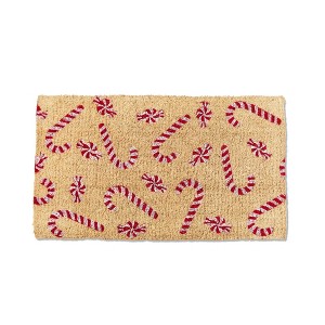 tagltd 1'6"x2'6" Peppermint Candy Canes Coir Indoor/Outdoor Christmas Doormat - 1 of 2