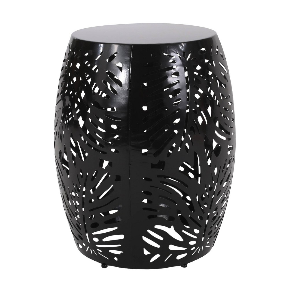 Satterlee Outdoor Round Iron Side Table Black - Christopher Knight Home