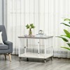 Akoasm Wooden Side Table Dog Crate & Cage Furniture With Cushion & Lockable Door For Medium Pets-Grey - 3 of 4