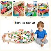 84Piece Kid's Track Table Toy Set, Multipurpose Wooden Toy Activity Playset for Children w/Tracks & Storage, Reversible Top - 2 of 4