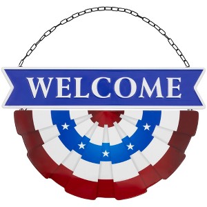 Northlight Americana "Welcome" Metal Wall Sign with Bunting - 19.5" - 1 of 4