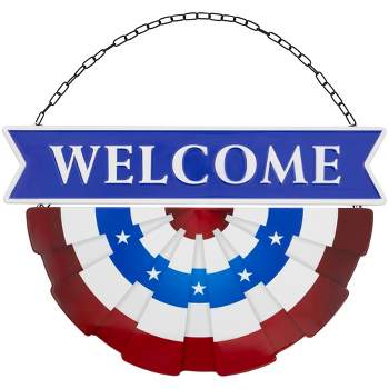 Northlight Americana "Welcome" Metal Wall Sign with Bunting - 19.5"
