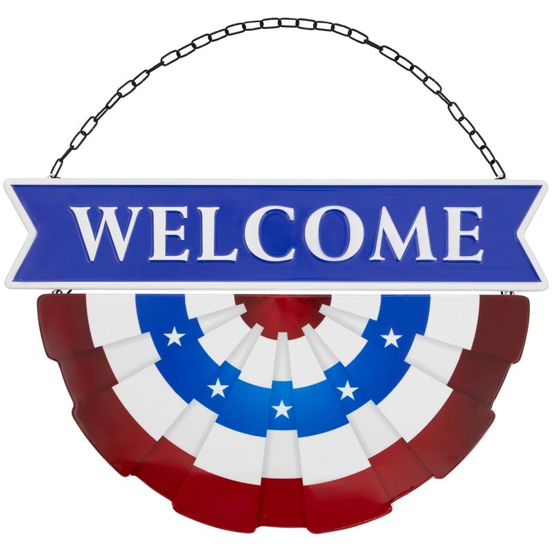 Northlight Americana "Welcome" Metal Wall Sign with Bunting - 19.5", 1 of 7