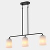 DORESshop 3-Light Modern Kitchen Island Pendant Light Fixture ¨C Black Frame with Striped Milky White Cone Shades, E26 Base (Bulbs Not Included) - 2 of 4