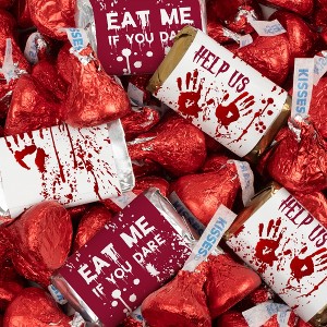 124 Pcs Halloween Candy Party Favors Hershey's Miniatures & Kisses by Just Candy - Bloody - 1 of 4