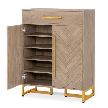 Tribesigns Shoe Cabinet with Doors, Modern Shoe Rack with Drawer
