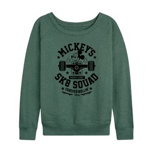 Women's - Disney - Mickey & Friends Lightweight French Terry Wide Neck Long Sleeve Shirt - 1 of 4