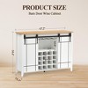 47-Inch White Wine Bar Cabinet with Sliding Barn Door, Sideboard with 16-Bottle Storage - 4 of 4