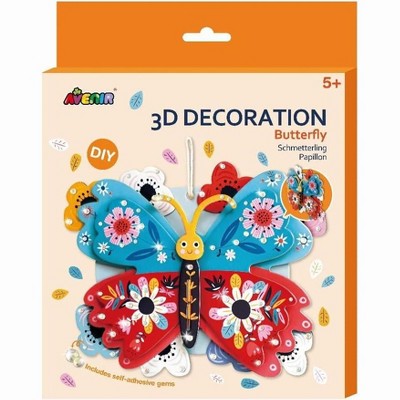 Avenir Create My Own 3D Decoration Kit – Butterfly, Includes Pre-Cut Pieces & Hanging String, Ages 5 And Up