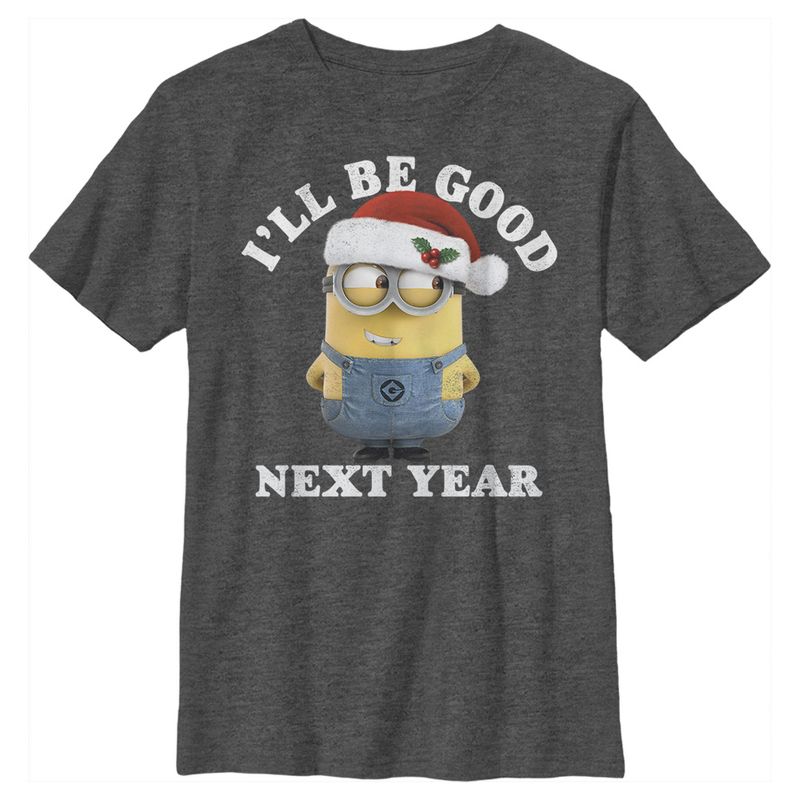 Boy's Despicable Me Christmas Minions Be Good Next Year T-Shirt, 1 of 5