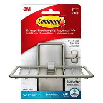 Command™ Shower Caddy, Satin Nickel, 1 Caddy, 1 Prep Wipe, 4 Large