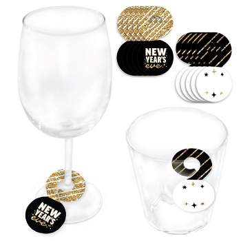 Big Dot of Happiness Hello New Year - NYE Party Paper Beverage Markers for Glasses - Drink Tags - Set of 24