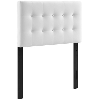 White Tufted Faux Leather Upholstered Twin Headboard