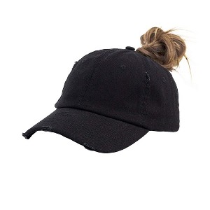 Nertpow Ponytail Baseball Hat Distressed Retro Washed Womens Twill - 1 of 4