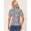 INSPIRE CHIC Women's Ruffled Short Sleeve Floral Mock Neck Summer Top - 4 of 4