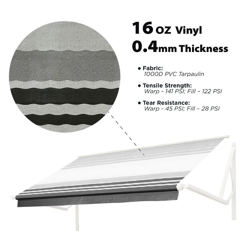 ALEKO Vinyl Fabric Replacement for 16x8 ft RV Retractable Awning, 3 of 14