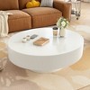 32"W Modern Round Coffee Table Cocktail Table Accent Table Drum End Table Minimalist Fluted Center Table, Easy Assembly, Black/White-ModernLuxe - 2 of 4