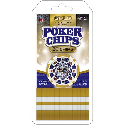 MasterPieces Casino Style 20 Piece 11.5 Gram Poker Chip Set NFL Baltimore Ravens Gold Edition