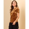 INSPIRE CHIC Women's Velvet Crew Neck Short Sleeve Casual Blouse - 4 of 4