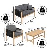 Tavira 4-Piece Modern Bohemian Acacia Wood Outdoor Patio Set with Cushions and Plain Decorative Pillows - JONATHAN Y - 3 of 4