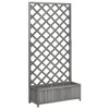 VidaXL Planter with Trellis Gray Solid Wood Fir - 2 of 4
