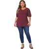 Agnes Orinda Women's Plus Size V Neck Swiss Dots Puff Sleeve Loose Casual Dressy Blouses - 3 of 4