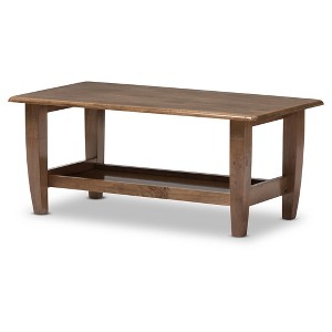 Pierce Mid-Century Modern Finished Coffee Table: Rubberwood Shelf, Lounge Style - Baxton Studio - 1 of 4