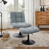 Art Leon Leisure Linen Fabric Swivel Accent Chair with Ottoman, Wood and Metal Frame - 3 of 4