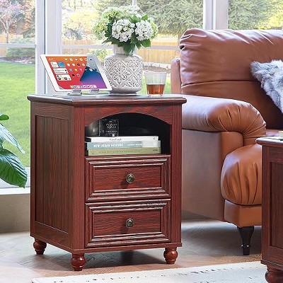 Gericco 18" Farmhouse Night Stand, Wood Nightstand, Bedside End Table with Shelf Storage, Bed Side Tables Cabinet Dresser for Bedroom