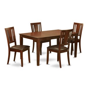 HomeStock 5-Piece Rectangle Mahogany Finish Solid Wood Top Dining table with 4 Chairs - 1 of 4