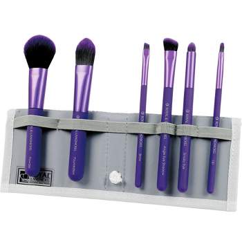 MODA Brush Total Face 7pc Travel Sized Flip Kit Makeup Brush Set, Includes Powder, Foundation, and Smoky Eye Makeup Brushes