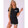 INSPIRE CHIC Women's Ribbed Knit Short Sleeve Tops with Lace Trim Shorts 2 Pcs Pajamas Sets - 2 of 4
