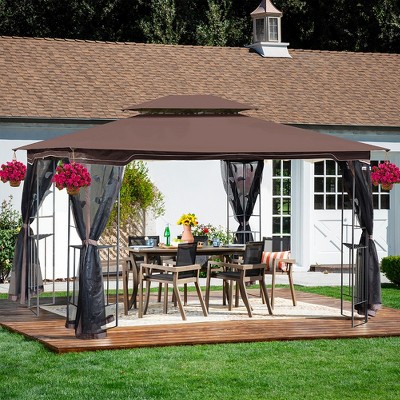 13x10 Outdoor Patio Gazebo Canopy Tent With Ventilated Double Roof and Mosquito Net(Detachable Mesh Screen On All Sides) for Lawn Garden Backyard