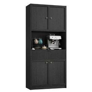 70" Tall Pantry Cabinet, Kitchen Storage Cabinet with Microwave Stand, Drawer, Wood Cupboard Furniture for Dining Room, Living Room - 1 of 4