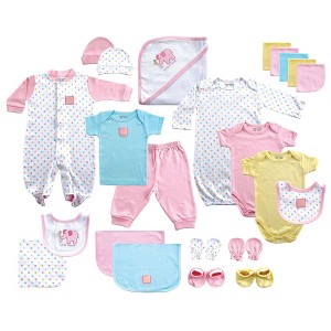 Luvable Friends Baby Girl Layette Gift Cube, Pink Elephant, 0-6 Months - 1 of 4