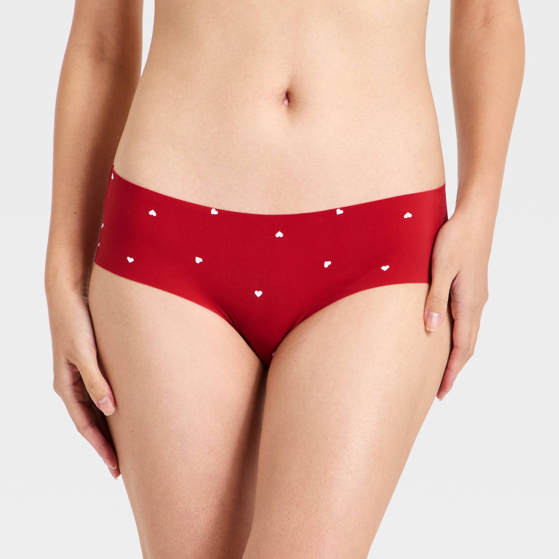 Women's Laser Cut Hipster Underwear- Auden™ Red Heart Print