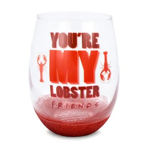Silver Buffalo Friends "You're My Lobster" Teardrop Stemless Wine Glass | Holds 20 Ounces - 1 of 4