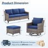 Buenhomino 5 Pieces Patio Furniture Set with Swivel Chairs, High Back Wicker Rattan Sofa with Thick Cushion and Ottoman, Outdoor Conversation Set - 3 of 4