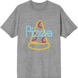 My Pizza Day Neon Pepperoni Pizza Slice Crew Neck Short Sleeve Adult T-shirt - 1 of 2