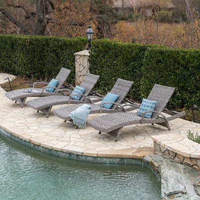 Crete 4pk Wicker Armed Chaise Lounge - Gray - Christopher Knight Home