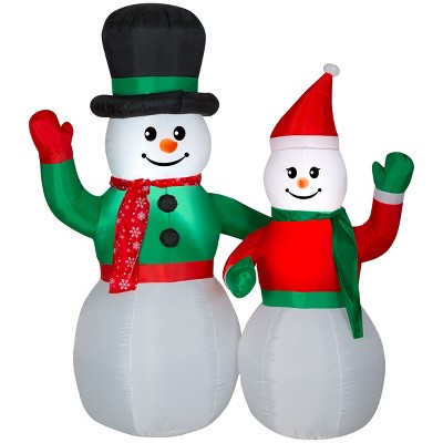 Gemmy Christmas Airblown Inflatable Snowman Scene , 6.5 ft Tall, Multicolored