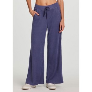 RBX Active Women's Relaxed Fit Wide Leg Ribbed Lounge Pants Athleisure Pant with Pockets - 1 of 4