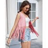 Coolmee Women's Casual Simple Vests Fashion Fringe Cardigans Tassel Sleeveless Open Front Jackets Western Faux Suede Leather Jackets M Pink - 3 of 4